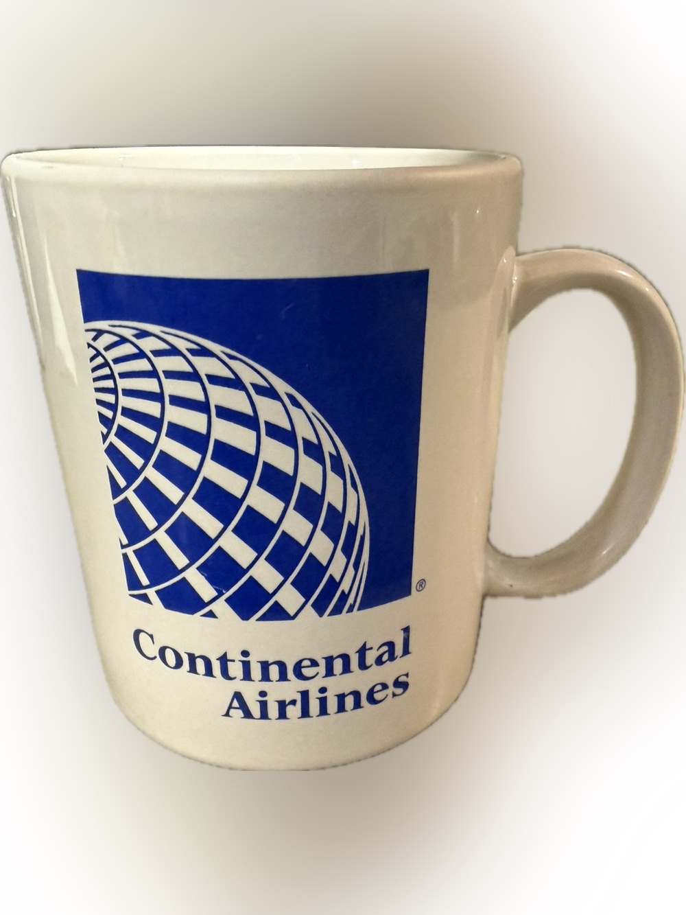 Continental Airlines Pilots White and Blue Logo Ceramic Coffee Mug | 10oz